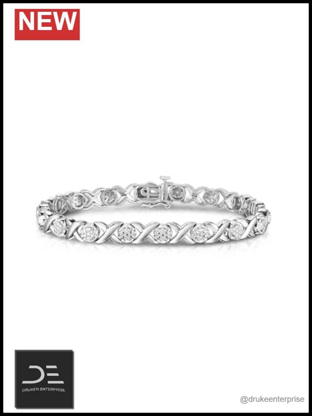1/4 Cttw Natural Diamond Tennis Bracelet, Rhodium Plated Sterling Silver